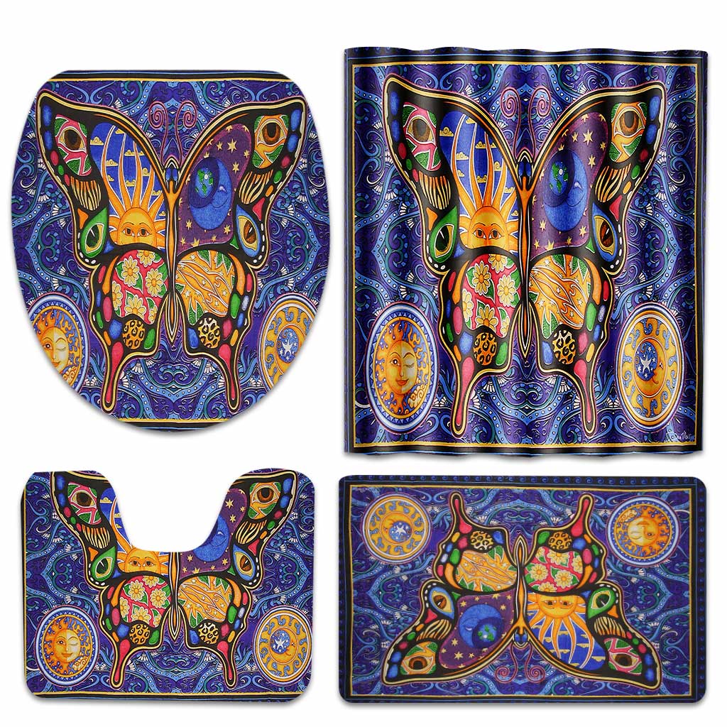 Night And Day Butterfly - Witch Bathroom Curtain & Mats Set
