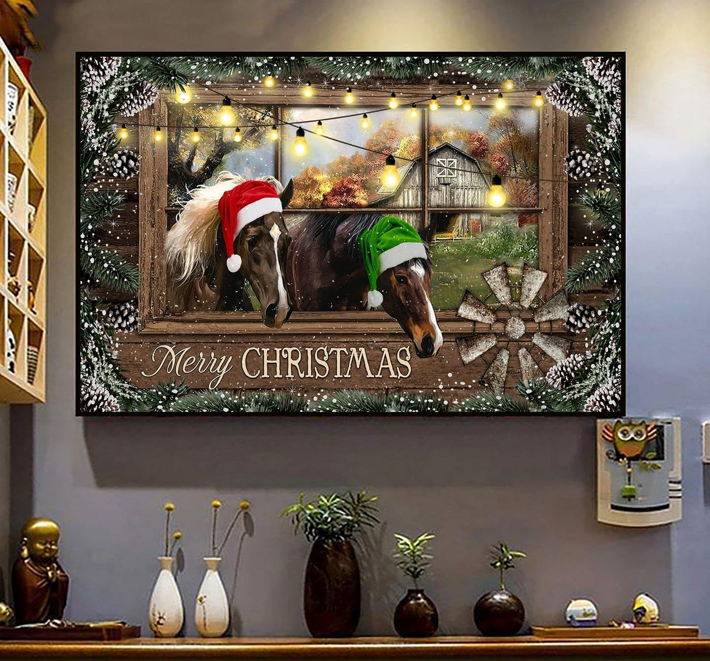 Merry Christmas Horse Canvas and Poster 0823