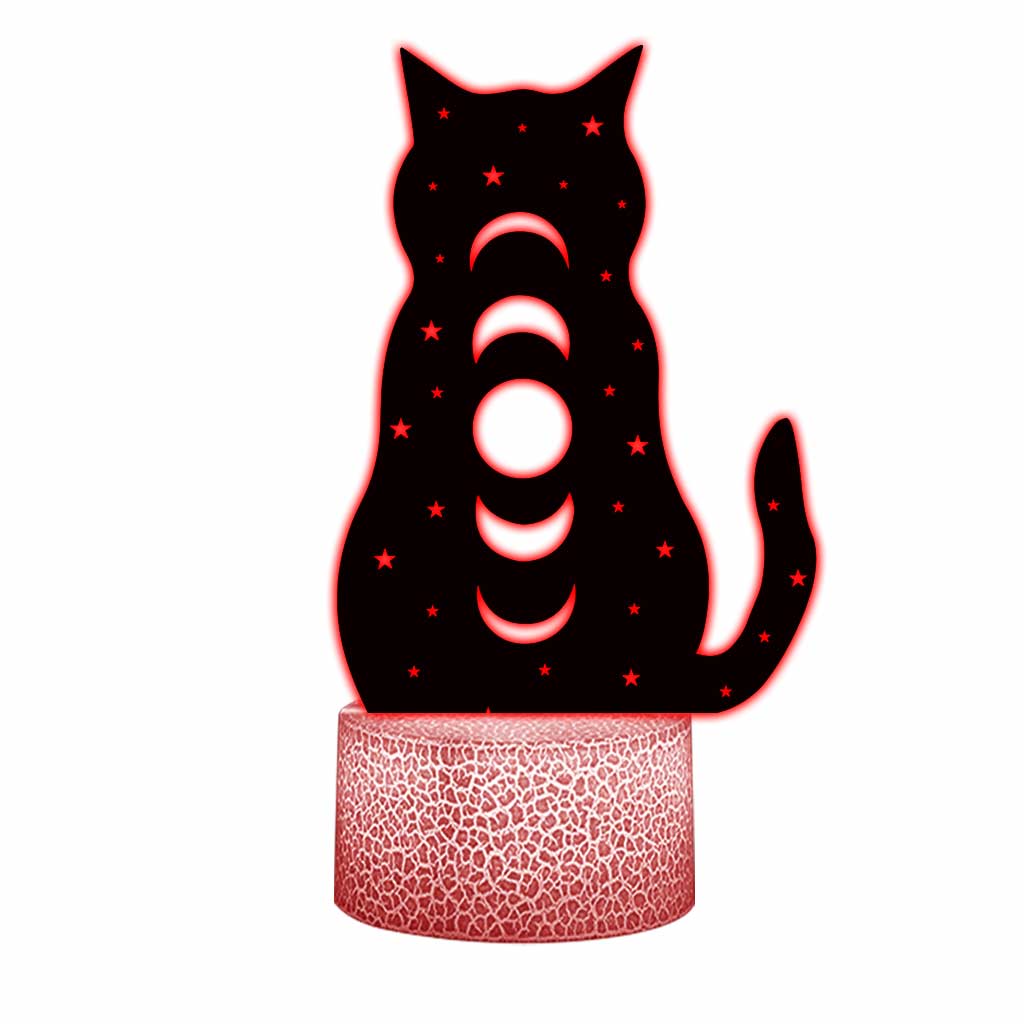 Moon Phase Cat - Witch Shaped Plaque Light Base