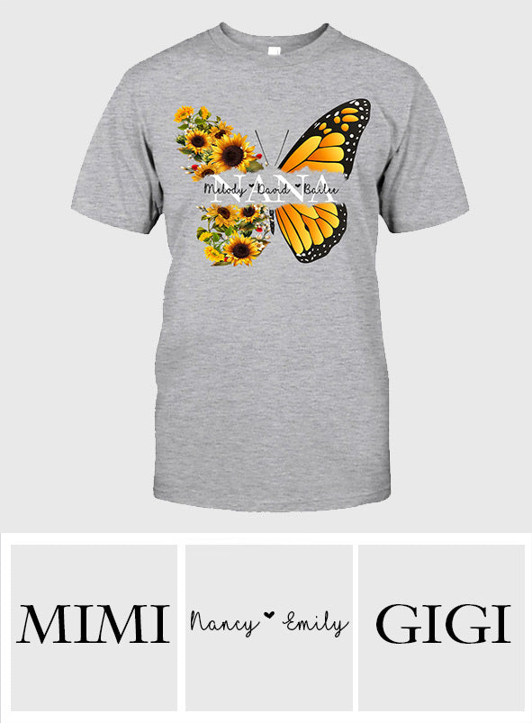 Nana Butterfly Sunflower - Gift for grandma, mom - Personalized T-shirt And Hoodie