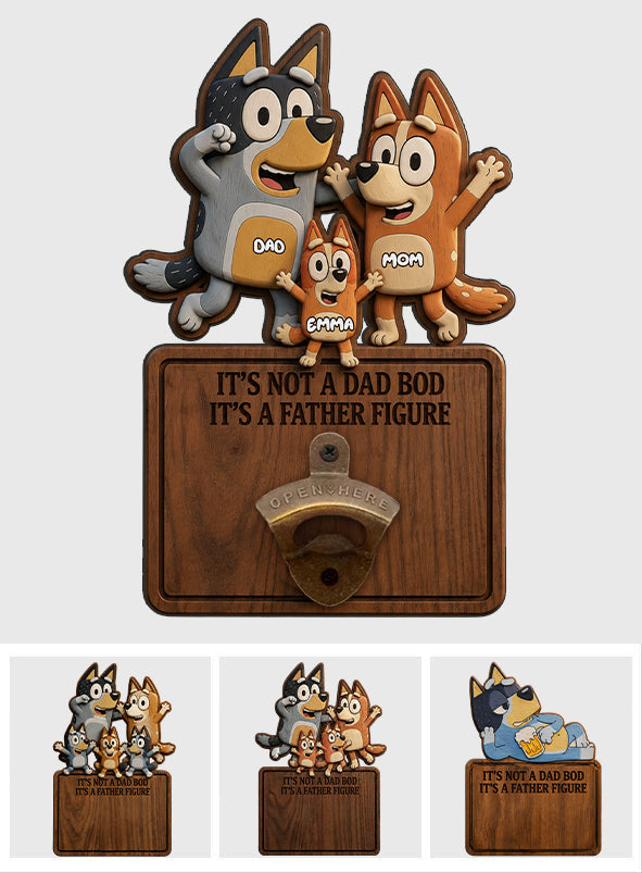 It's A Father Figure - Personalized Blue Dog Wall Bottle Opener