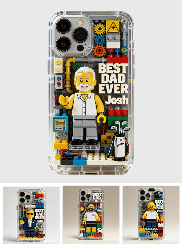 Custom Brick Human Style From Any Photo - Personalized Father Clear Phone Case
