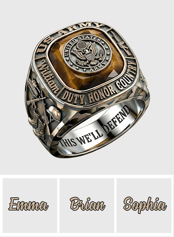 This We'll Defend - Personalized Veteran Signet Ring