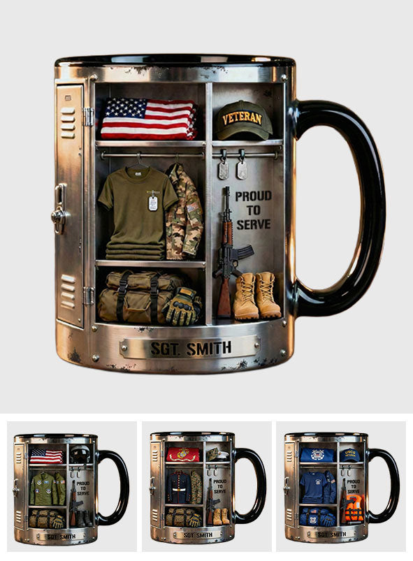 PROUD TO SERVE - Personalized Veteran Accent Mug & Coaster
