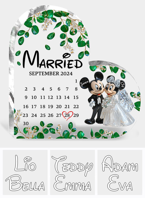 Cute Mouse Couple Married Calendar - Personalized Mouse Custom Shaped Acrylic Plaque