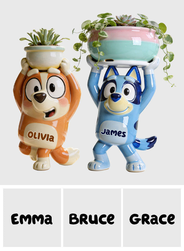 Happy Dog - Personalized Blue Dog Acrylic Pot