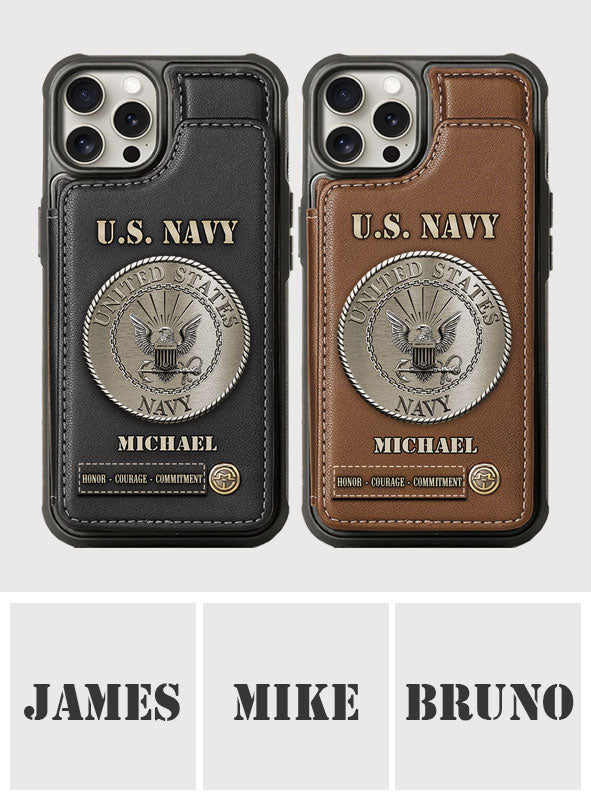 Honor, Courage, Commitment - Personalized Veteran Wallet Phone Case