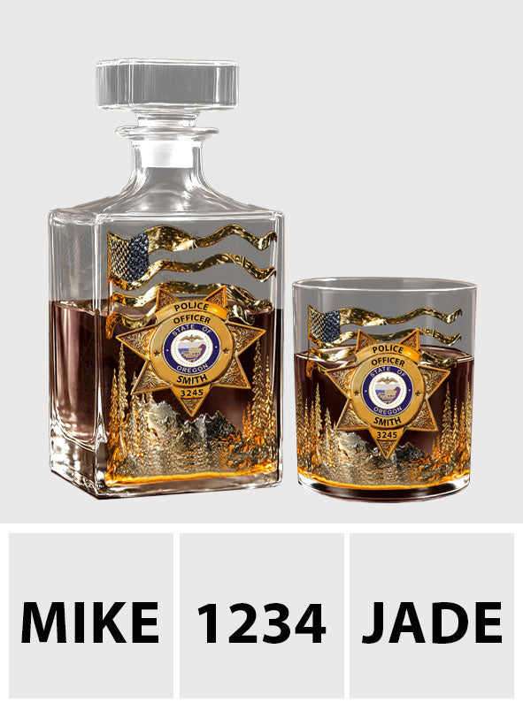 Serve And Protect - Personalized Police Officer Whiskey Decanter Set
