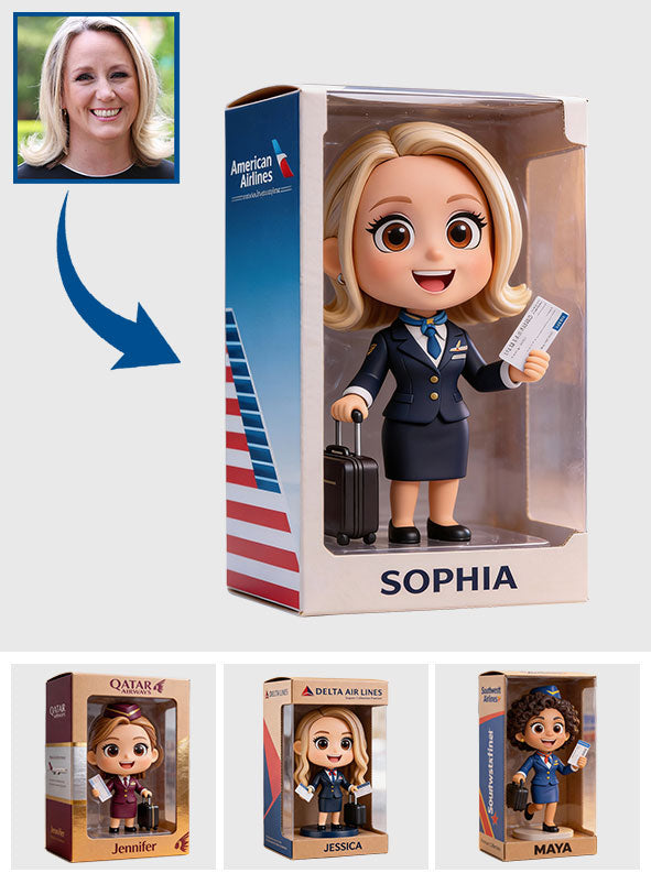 Custom From Photo - Any Airlines - - Personalized Fly attendant Custom Shaped Acrylic Plaque