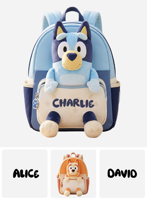 Always Have Your Back - Personalized Blue Dog Changeable Leather Patch Backpack