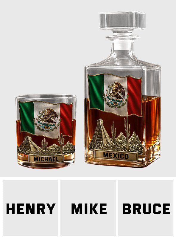 Proud Mexican - Personalized Expats Whiskey Decanter Set