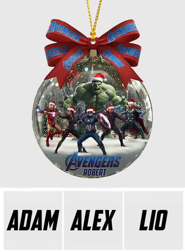 Merry Christmas Our Heroes - Personalized Marvelous Universe Ornament