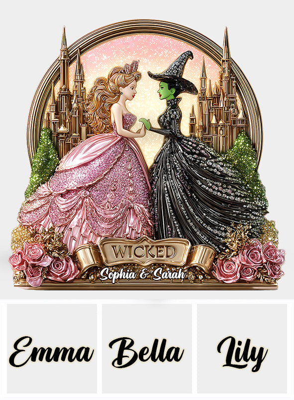 Beautiful Witches - Personalized Green and Pink Custom Shaped Acrylic Plaque