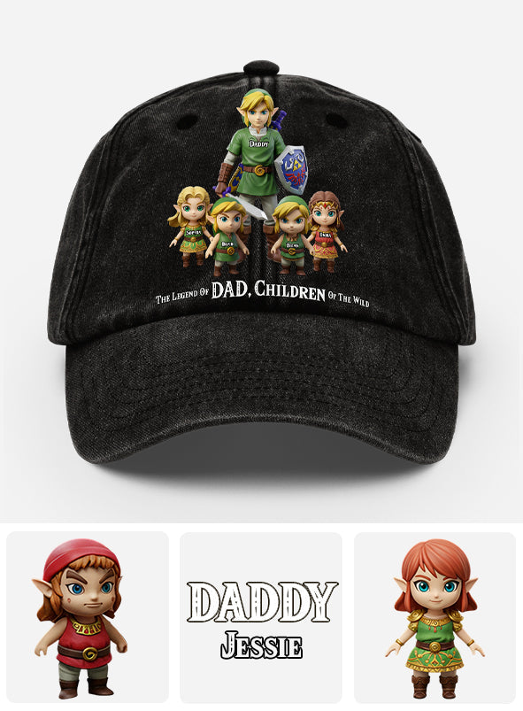 The Legend Of Dad - Personalized The Hero's Legend Washed Denim Cap