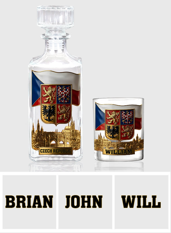 Proud Czech Republic - Personalized Expats Whiskey Decanter Set
