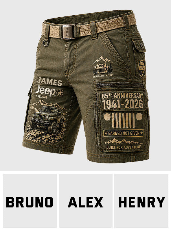 Jeep 85th Anniversary - Personalized Car Cargo Shorts With Belt