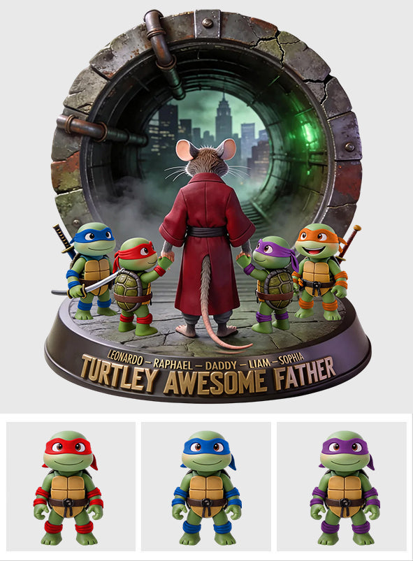 Turtley Awesome Father - Personalized Green Turtles Custom Shaped Acrylic Plaque