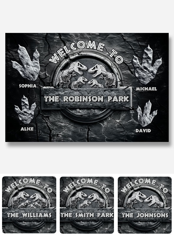 Welcome To Our Dinosaur Park - Personalized Dinosaur Doormat
