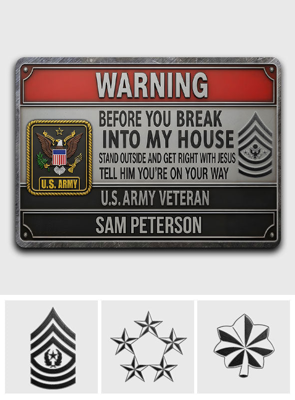 Warning - Personalized Veteran Rectangle Metal Sign