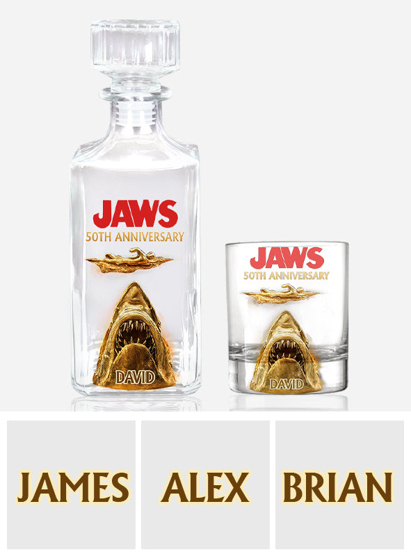 50th Anniversary Scary Shark - Personalized Whiskey Glass