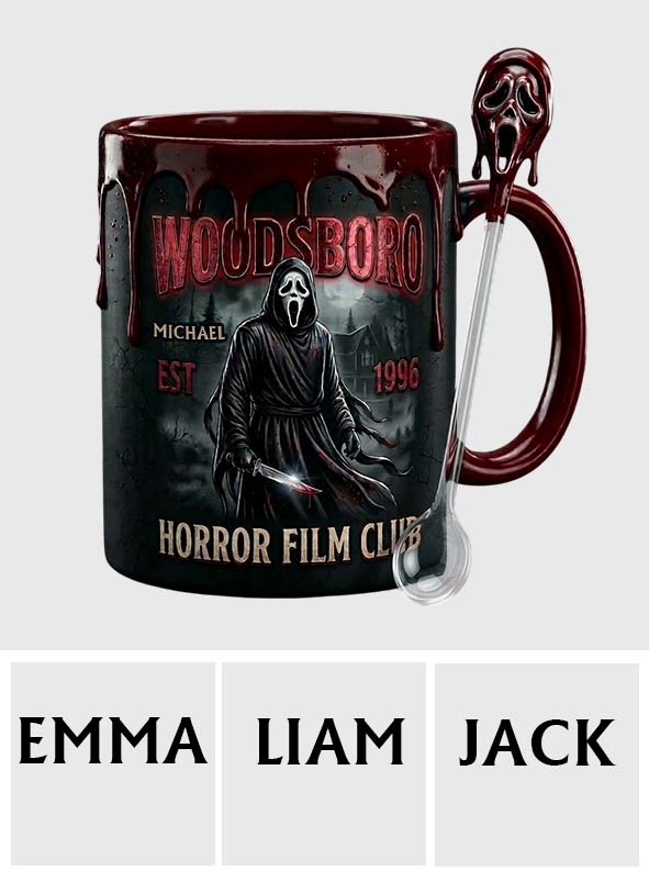 The Horror In Ghost Mask - Personalized Scream Set Accent Mug with Acrylic Stirrers