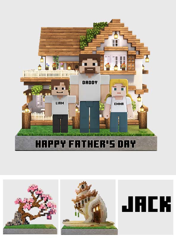 Dadcraft, Father's Day Gift For Game Dad - Personalized Block World Custom Shaped Acrylic Plaque