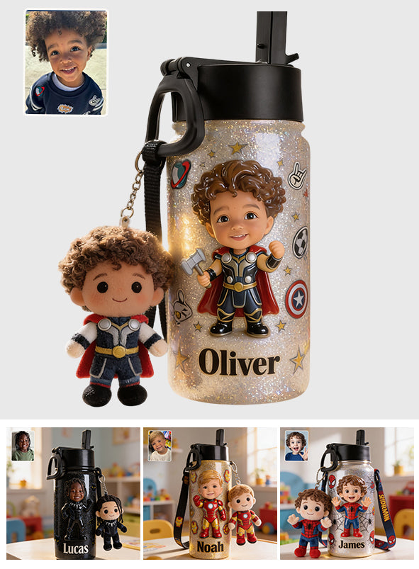 Save The Universe - Personalized Kid Kid Bottle With Plush Charm