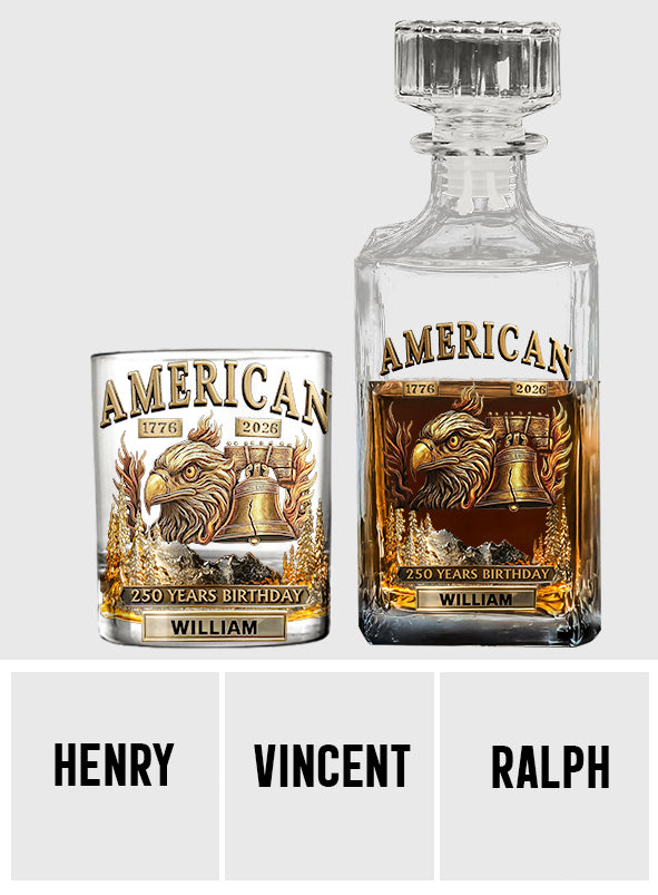 250 Years Birthday - Personalized Veteran Whiskey Decanter Set
