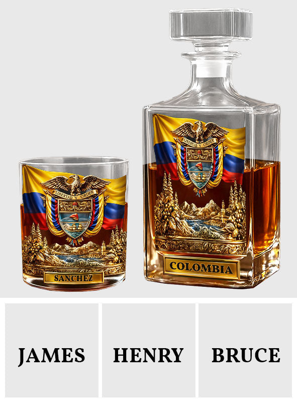 Proud Colombian - Personalized Expats Whiskey Decanter Set