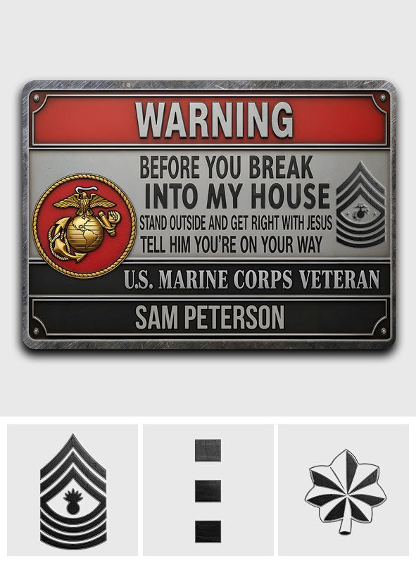 Warning - Personalized Veteran Rectangle Metal Sign