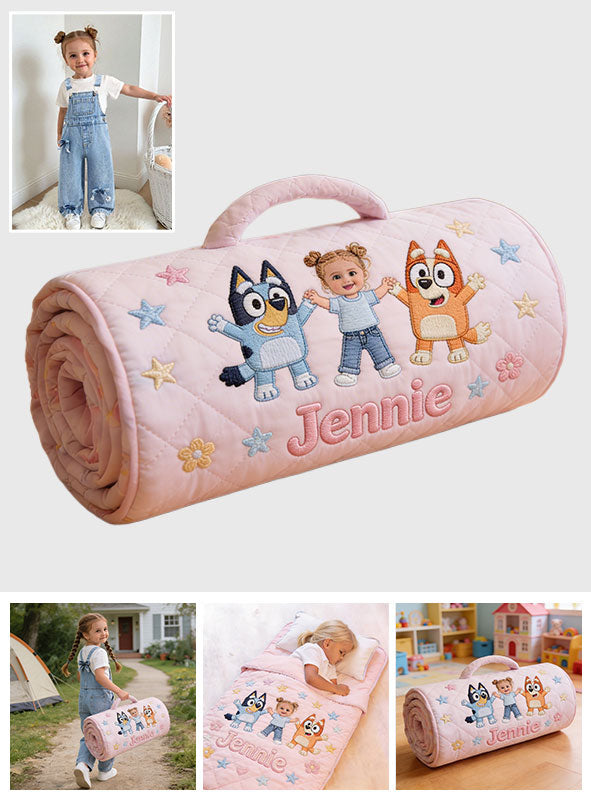 Dream Buddy - Personalized Blue Dog Nap Mat