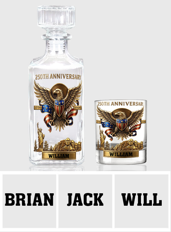 250th Anniversary USA - Personalized Pontoon Whiskey Decanter Set