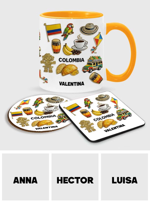 Proud Colombian - Personalized Expats Accent Mug & Coaster