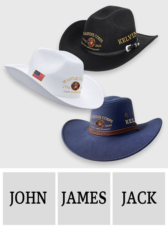 Marine Corps - Personalized Veteran Wide Brim Cowboy Hat