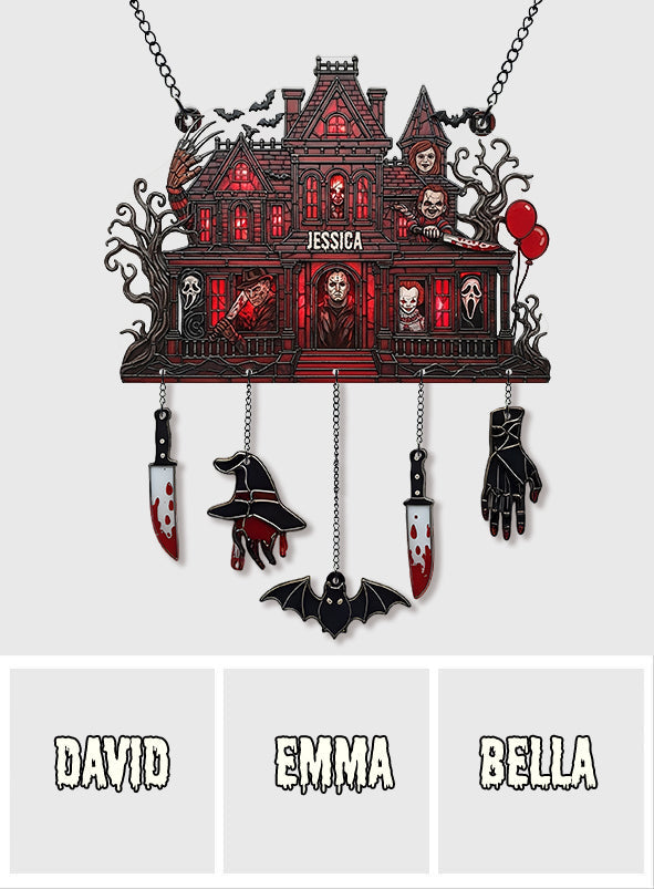 Spooky Haunted Mansion - Personalized Window Hanging Suncatcher With Charms