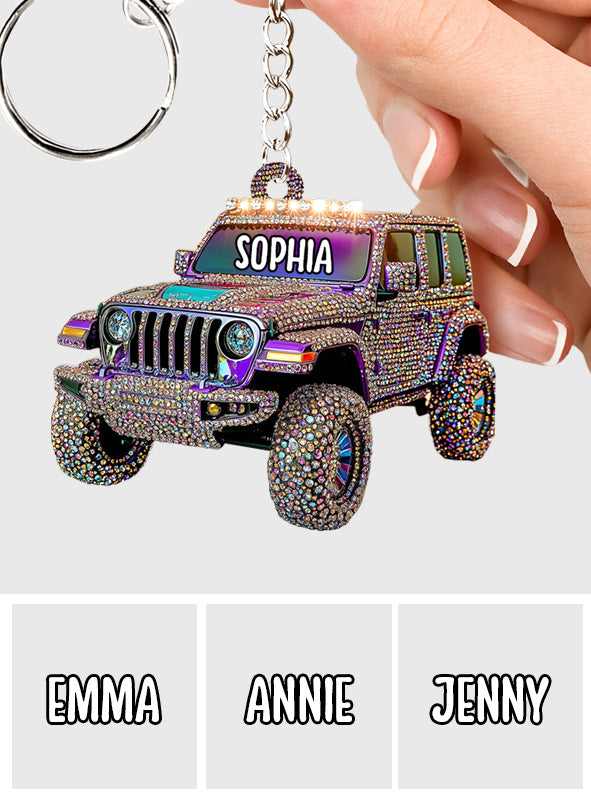 Sparkle Rhinestone Car - Personalized Car Keychain