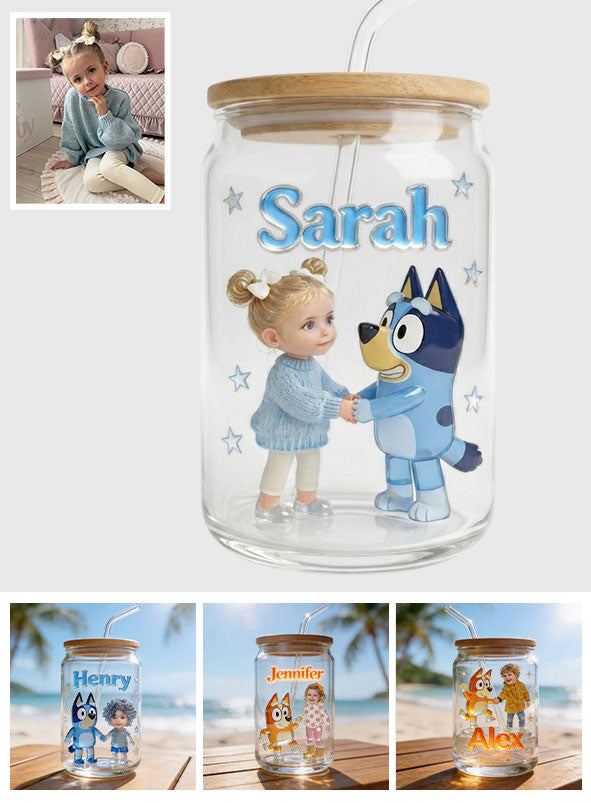 Custom Any Photo - Personalized Blue Dog Can Glass