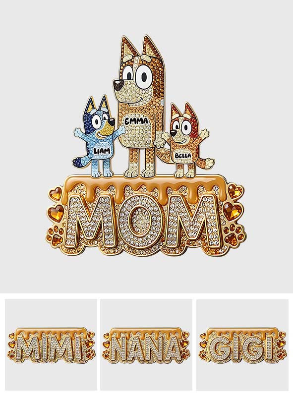 Puppy Mom - Personalized Blue Dog Pin