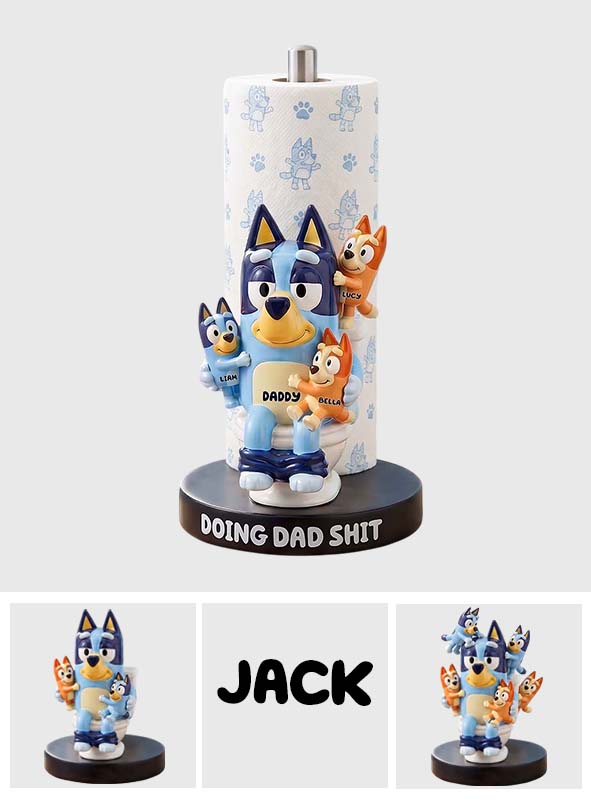 Doing Dad Sh*t - Personalized Blue Dog Paper Towel Stand