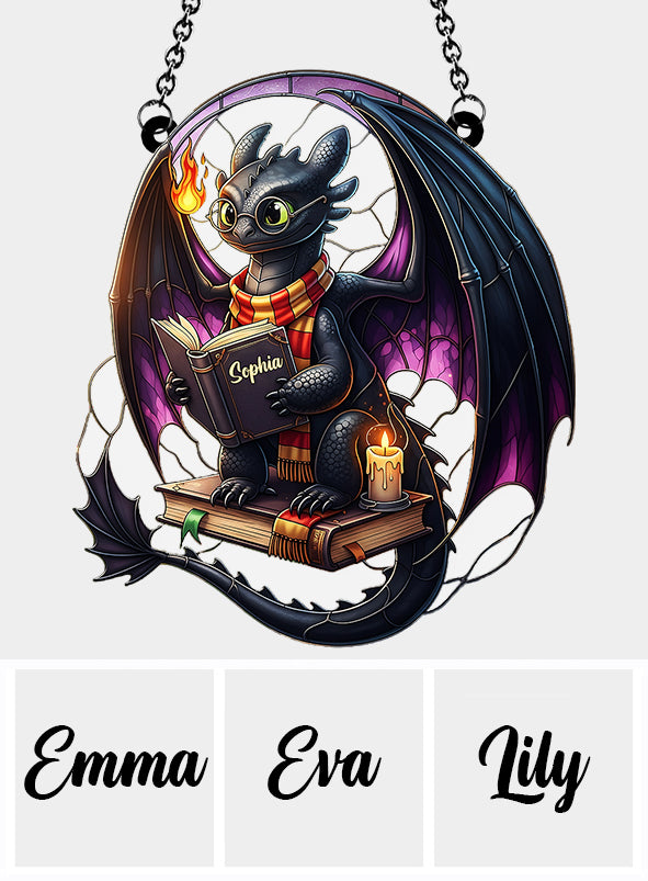 Dragon Book - Personalized Window Hanging Suncatcher Ornament