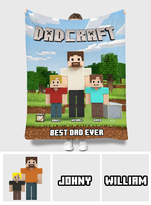 Dadcraft/ MomCraft, Gift For Game Dad/ Mom - Personalized Block World Blanket