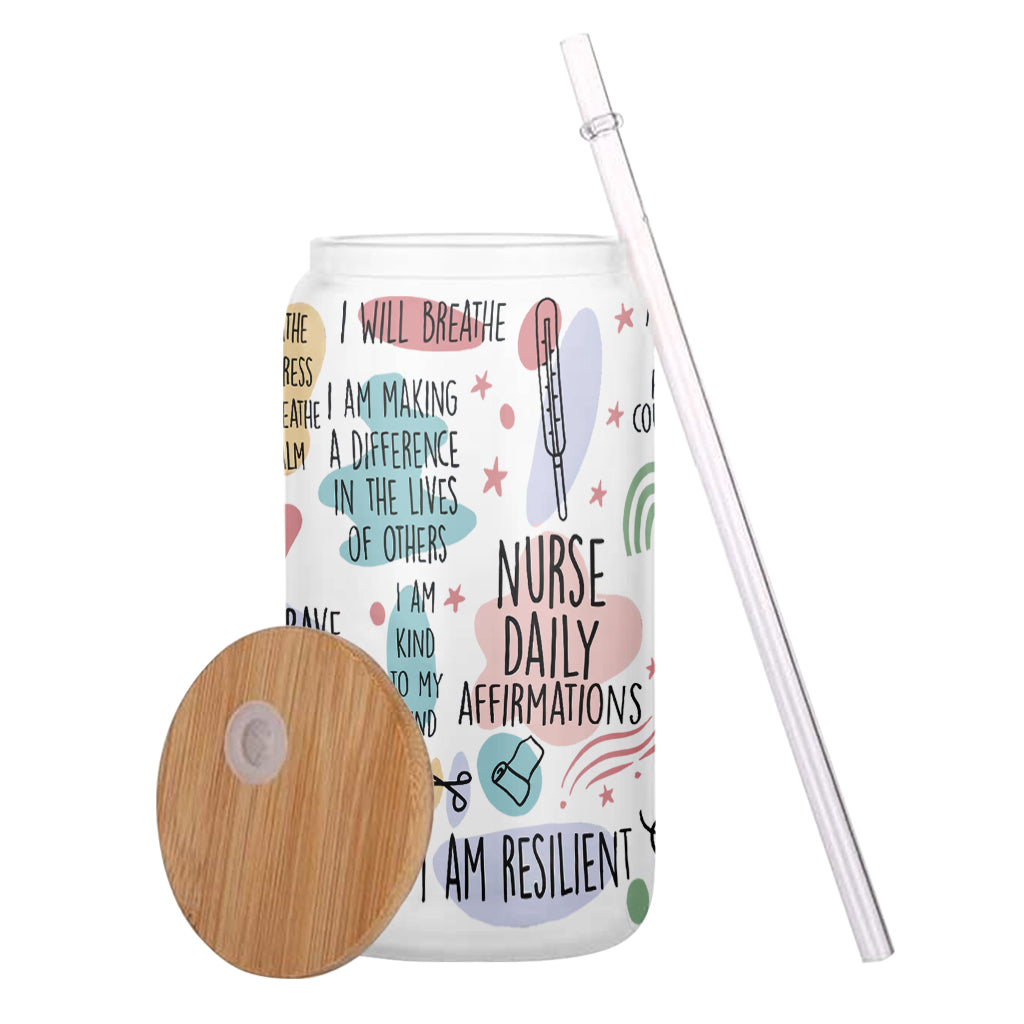 Nurse Daily Affirmation - Personalized Nurse Can Glass