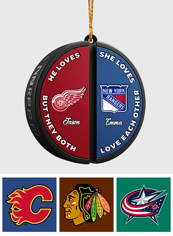 Couple Love Hockey - Personalized Hockey Ornament