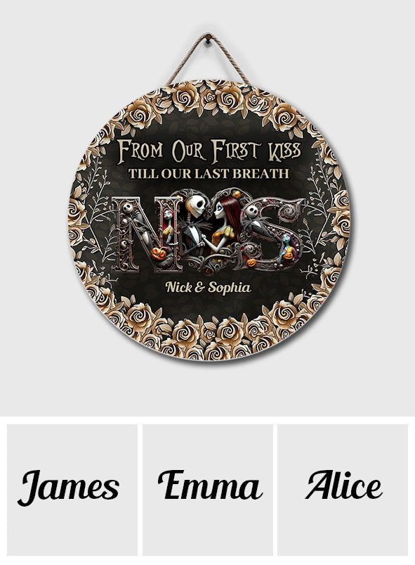 Till Dead Do Us Part - Personalized Nightmare Round Wood Sign