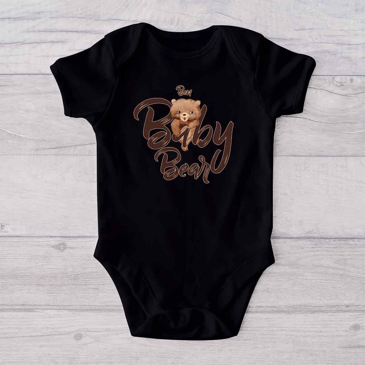 Papa Bear Baby Bear - Personalized Father T-shirt And Baby Onesie