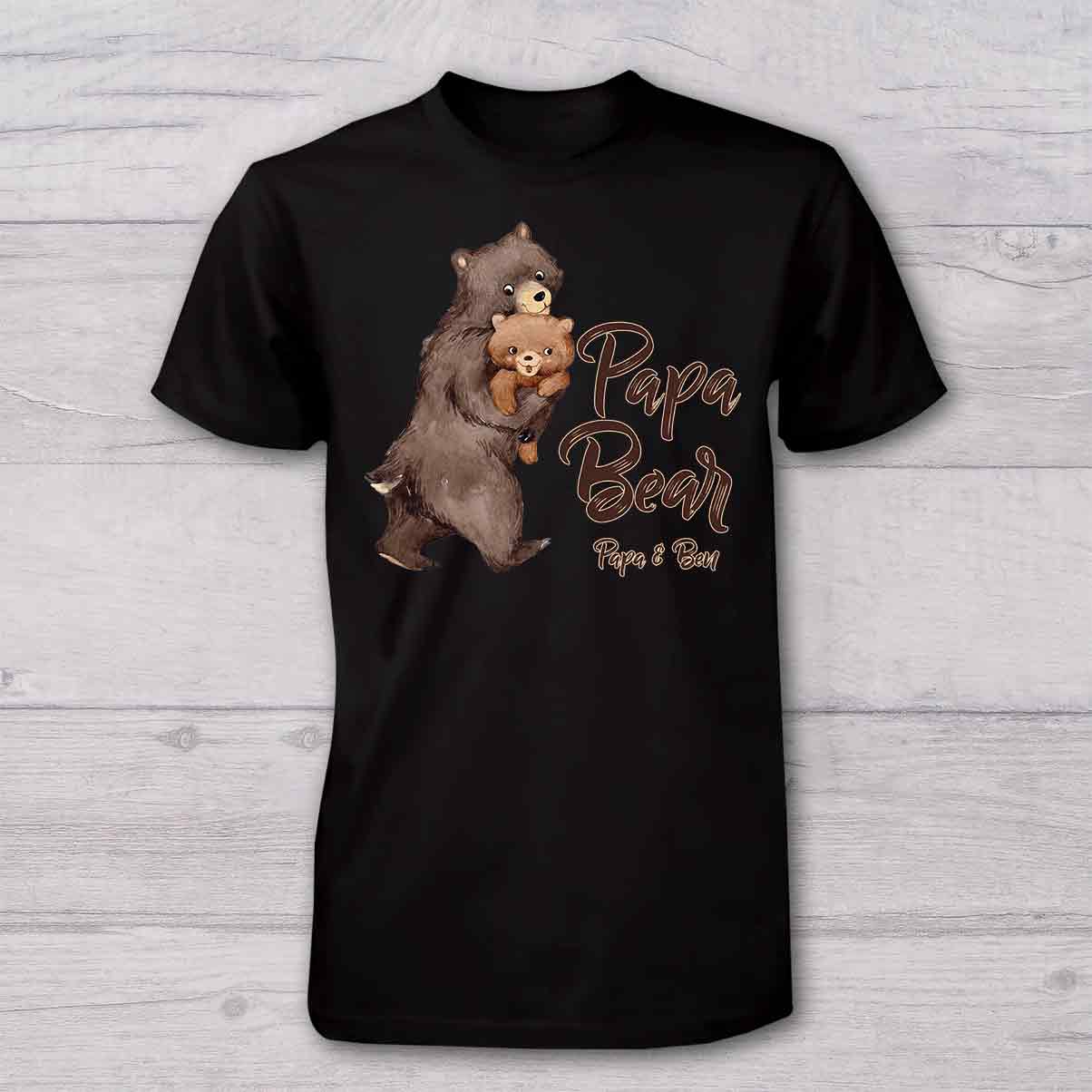 Papa Bear Baby Bear - Personalized Father T-shirt And Baby Onesie