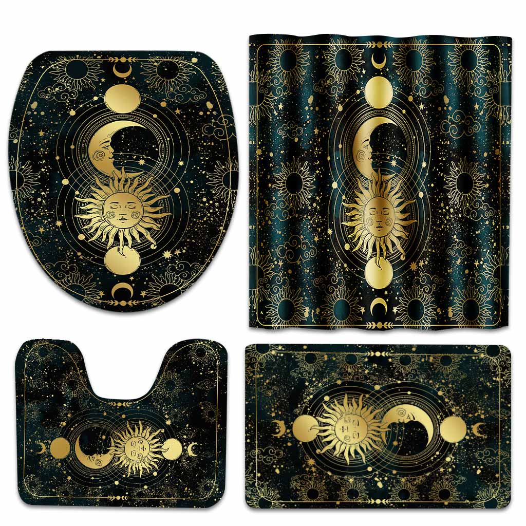 Mystical Sun And Moon - Witch Bathroom Curtain & Mats Set