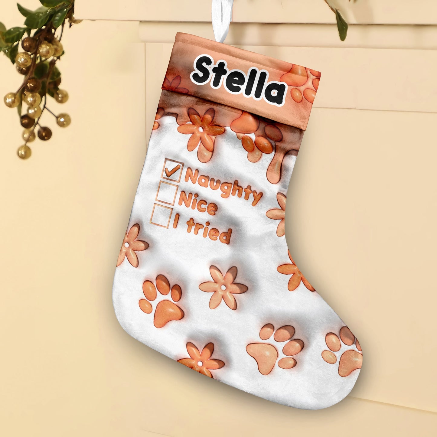 Naughty Nice I Tried - Personalized Dog Christmas Stockings
