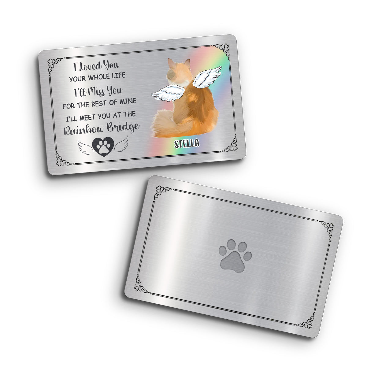 Meet You At The Rainbow Bridge - Personalized Dog Wallet Insert Card