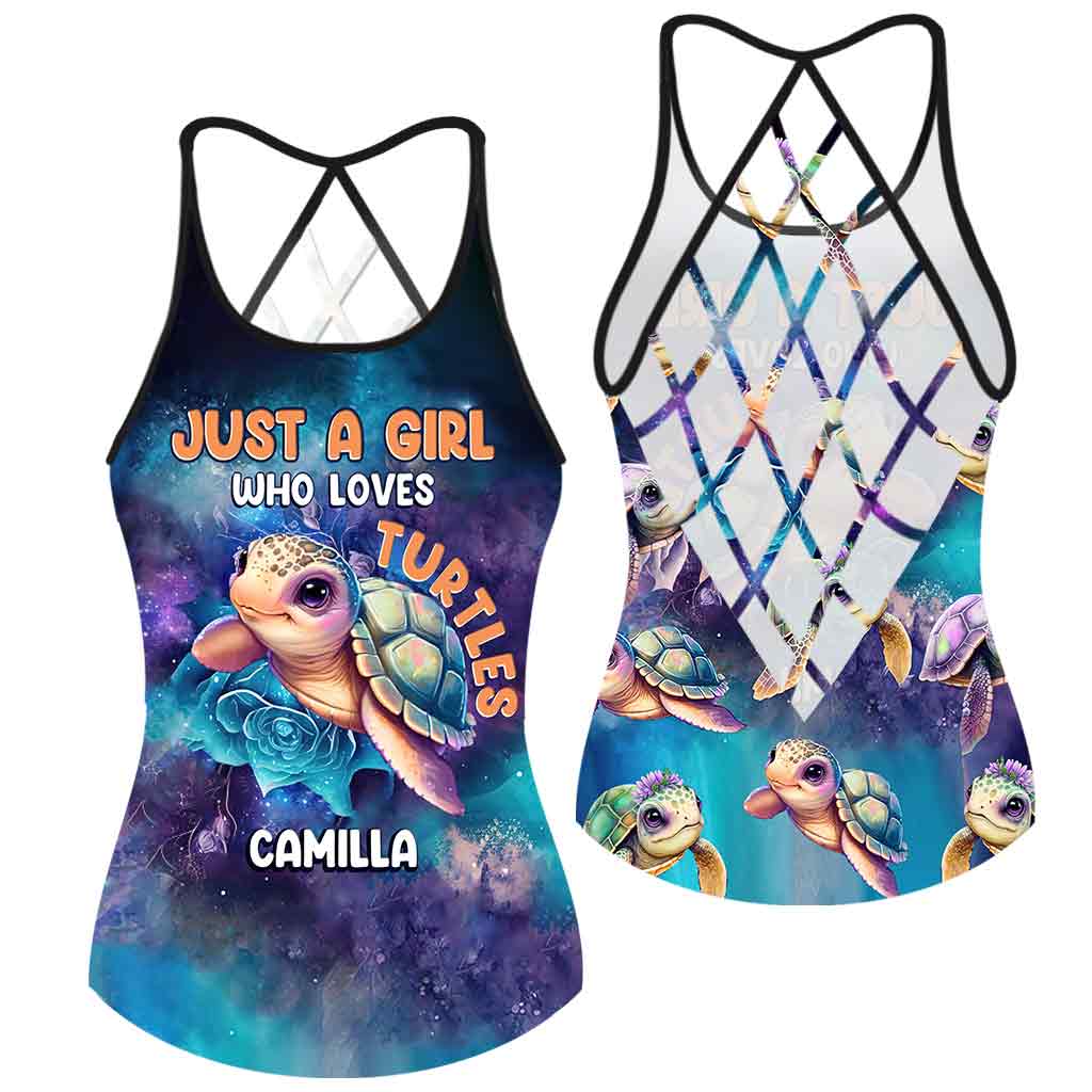 Cute Sea Turtle - Personalized Turtle Cross Tank Top